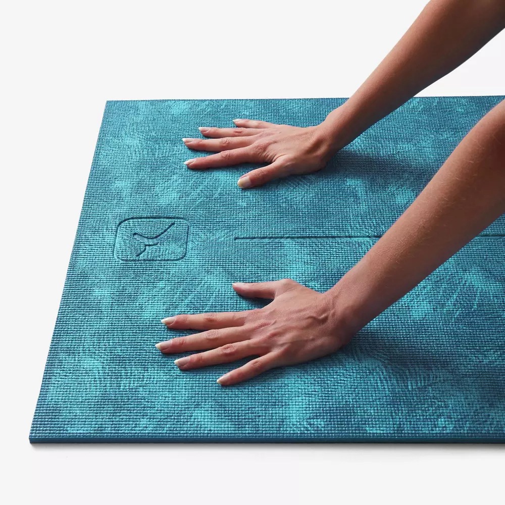 TAPIS+YOGA+DOUX+CONFORT+8+MM+IMPRIME+BLEU+JUNGLE